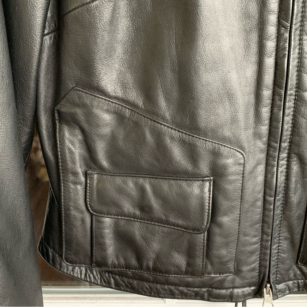 Harley Davidson Black Leather Jacket Moto Women’s Size L Motorcycle Coat Lace Up - Picture 6 of 10
